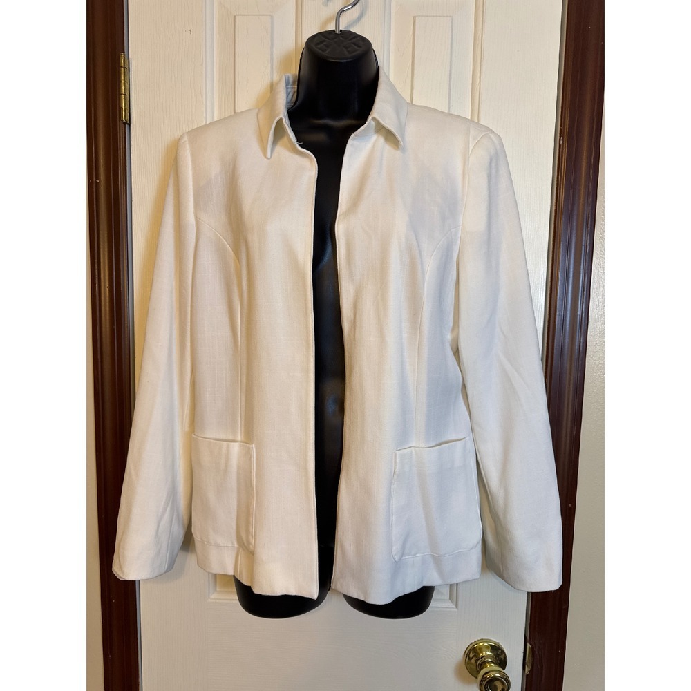 Sag Harbor Stretch Blazer White Career Office Casual‎ Jacket Size 10